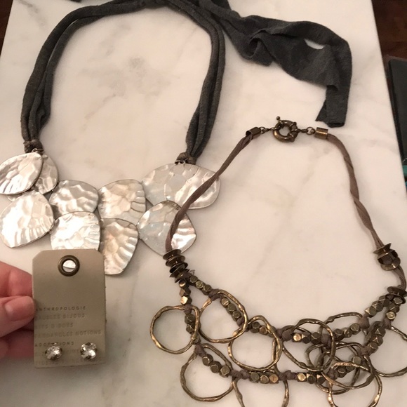 ANTHROPOLOGIE BUNDLE 2 bib necklace and earrings